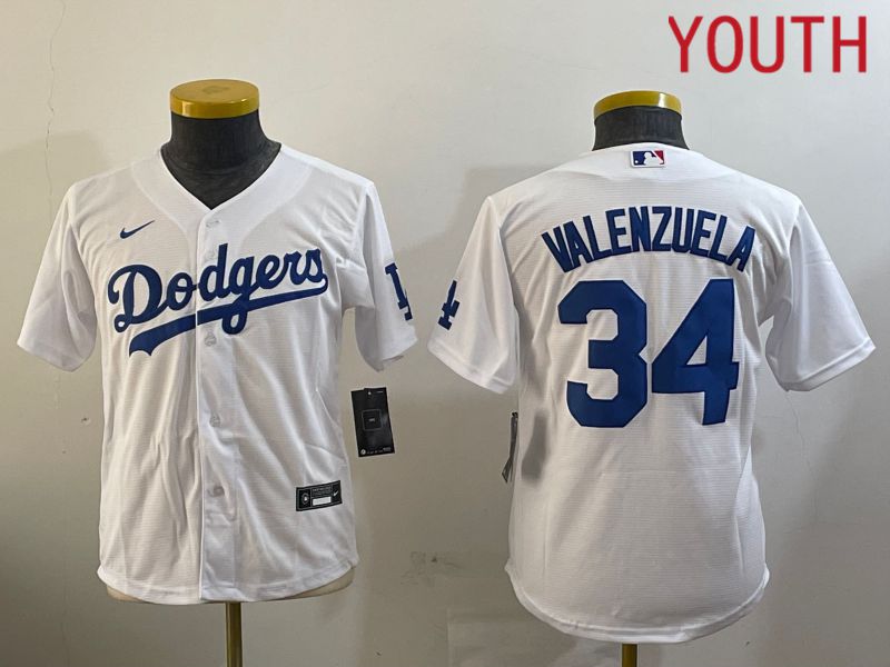 Youth Los Angeles Dodgers #34 Valenzuela White Game 2024 Nike MLB Jersey style 10291